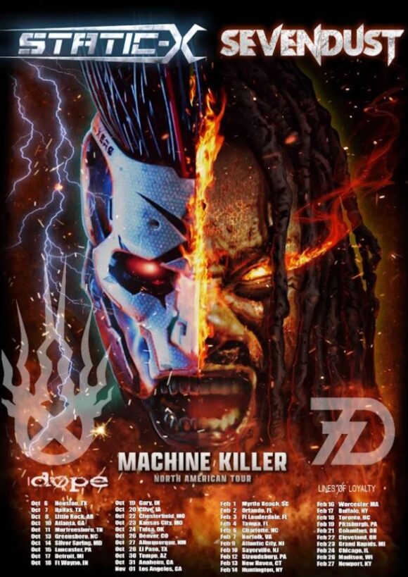 STATICX And SEVENDUST Reveal February 2024 Dates For Their 'Machine