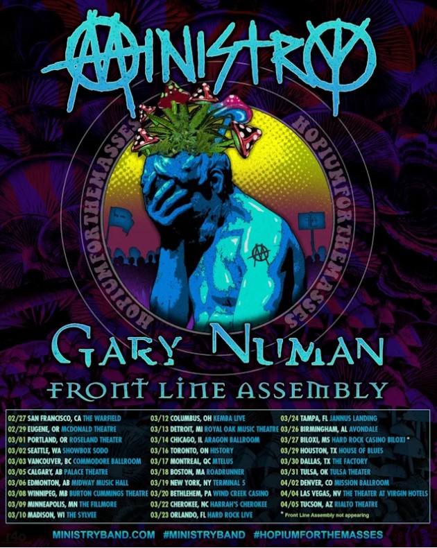 ministry,ministry tour,ministry tour 2024,ministry tour dates,ministry touring band,al jourgensen,ministry band,ministry band tour dates,ministry band 2024,ministry band tour dates 2024,ministry gary numan front line assembly,ministry 2024 tour dates, MINISTRY Announce 2024 North American Tour With GARY NUMAN And FRONT LINE ASSEMBLY