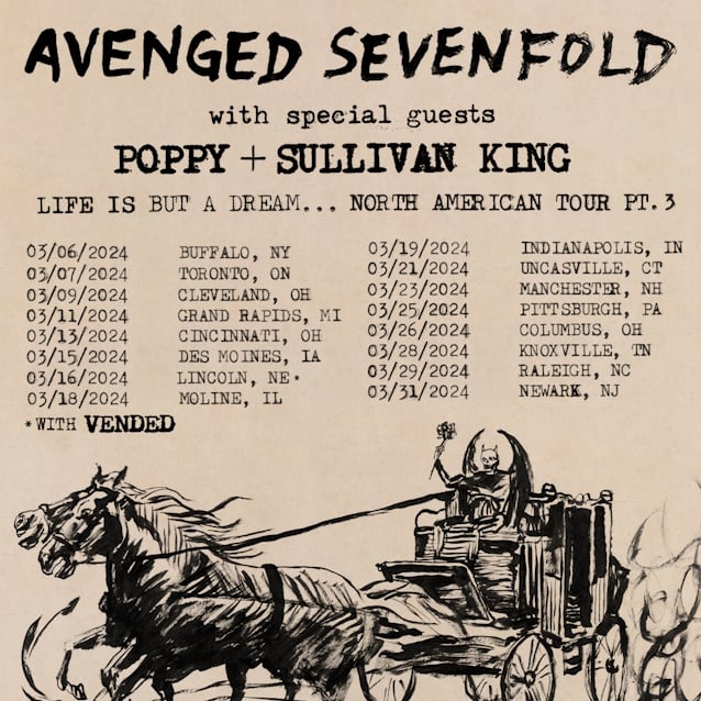 avenged sevenfold,avenged sevenfold tour,avenged sevenfold tour 2024,avenged sevenfold tour 2023,avenged sevenfold songs,avenged sevenfold members,a7x,a7x tour,a7x tour dates,avenged sevenfold tour dates,avenged sevenfold tour dates 2024,avenged sevenfold rescheduled tour dates,avenged sevenfold live,avenged sevenfold live 2024,avenged sevenfold live dates, AVENGED SEVENFOLD Announce March 2024 North American Tour Dates