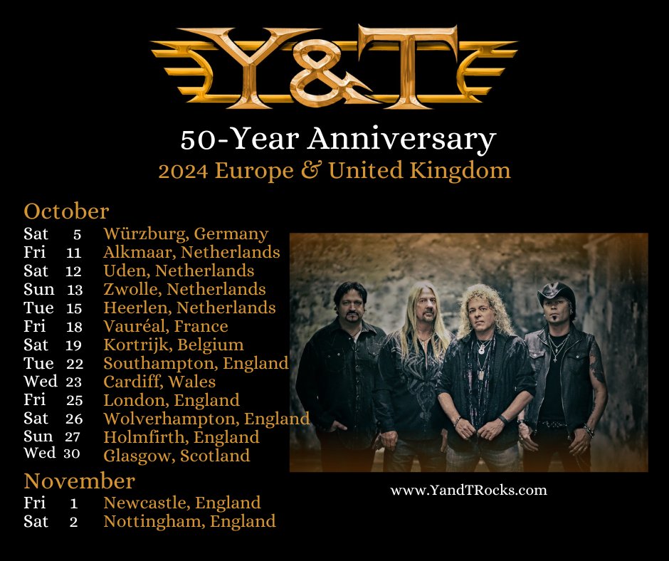 y&t,y&t band,y&t european tour,y&t tour,y&t songs,y&t tour 2023,y&t tour dates,y&t european tour 2024,y&t european tour dates 2024,y&t 2024,y&t band 2024,y&t 2024 tour dates,dave meniketti,dave meniketti health, Y&#038;T Announce 50th-Anniversary European Tour Dates