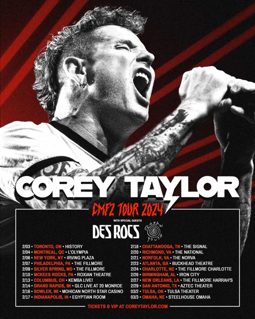 corey taylor,corey taylor bands,corey taylor songs,corey taylor solo,corey taylor solo tour,corey taylor tour,corey taylor tour dates,corey taylor tour 2023,corey taylor tour 2024,corey taylor touring band,corey taylor tour 2023 merch,corey taylor tour opening act, COREY TAYLOR Announces Early 2024 North American Tour Dates