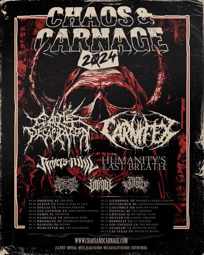 cattle decapitation,chaos & carnage,chaos and carnage tour,chaos and carnage,carnifex,cattle,cattle decap tour,cattle decap tour dates,cattle decapitation tour,cattle decapitation carnifex tour,cattle decapitation carnifex,carnifex tour,carnifex tour 2023,carnifex 2024,carnifex tour 2024,cattle decapitation tour 2024, CATTLE DECAPITATION &#038; CARNIFEX To Headline 2024 CHAOS &#038; CARNAGE Tour