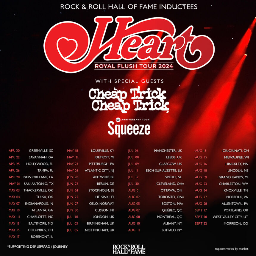 HEART Announces 2024 Tour Dates With CHEAP TRICK And SQUEEZE - Loaded Radio