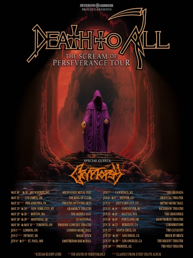death to all,death to all tour,death to all tour dates,death to all band,death to all band tour,death to all band tour 2024,death to all band wiki,death to all band setlist,death to all band metallum,death to all band reddit,death to all band tour 2023,death to all band tour dates, DEATH TO ALL Reveals 2024 ‘The Scream Of Perseverance Tour’ With CRYPTOPSY